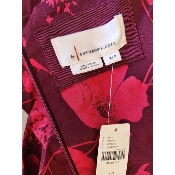 NWT Anthropologie The Cecily Fit & Flare Sweetheart Dress Size XLP Wine 9B407 - Picture 9 of 12